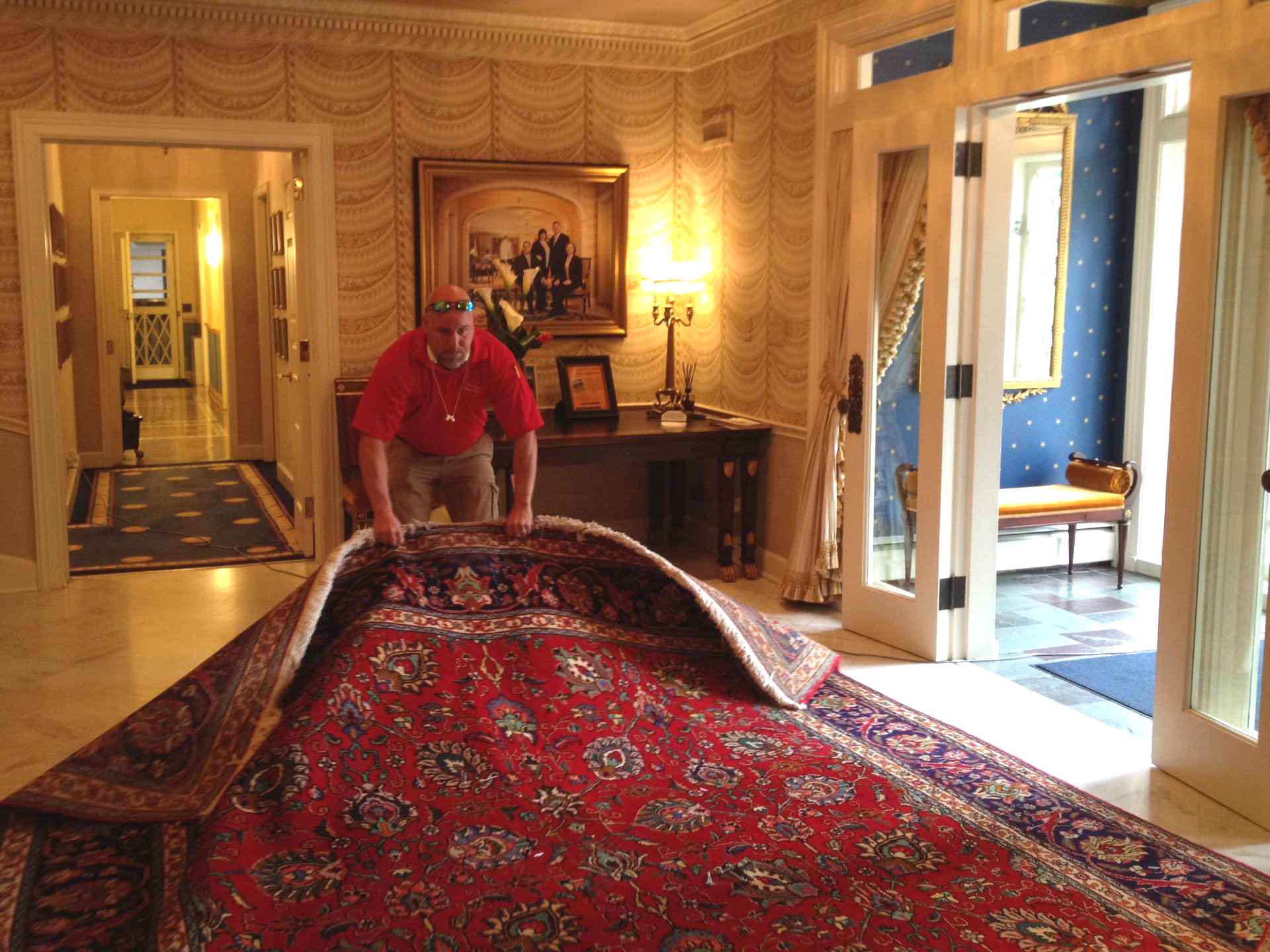 Cam Mayville returning a rug to the Governor's Mansion in Lincoln. Nebraska